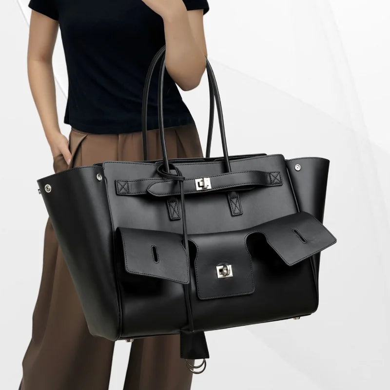 Brand Tote Bag Rodeo Lock Design Women Bag High-quality Soft Pu Leather Handbag Large-capacity Storage Bag Commuter Shoulder Bag