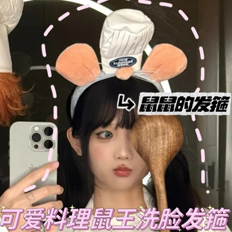 Kawaii Cartoon Hairband Ratatouilleing Cute Headband Ratatouille Hairpin Mouse Ears Headdress Girl Kids Party Gift Toys