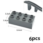 Big Size Track Bricks Train Straight Curved Switch Railway City View  Large Building Bricks Wheel Bridge Toys Compatible Duploes