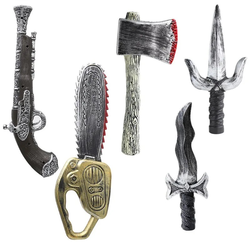 48.5cm/19.09in Plastics Fake Blood Knife Party Supplies Weapon Props Model Halloween Cosplay Funny Gift Collectible Outdoor Toys