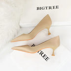 BIGTREE Shoes Kitten Heels 5.5 Cm Women Pumps Silks Satins Lady Heels Fashion Women Shoes Low Heel Female Shoes Large Size 43