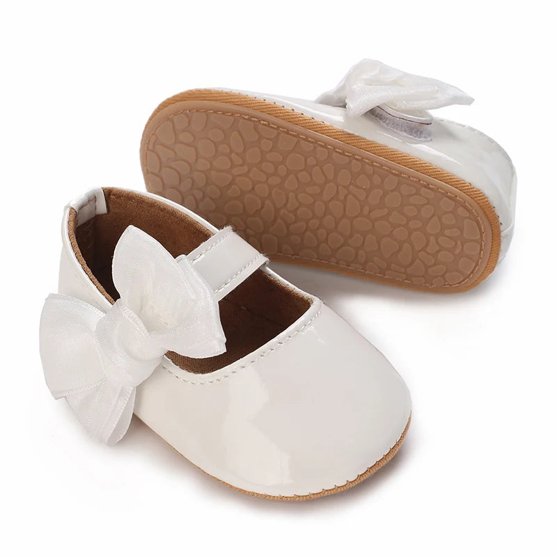 0-1 Year Old Baby Walking Shoes PU Leather Soft Sole Anti Slip Butterfly Bow Newborn Baby Shoes Breathable Anti Slip