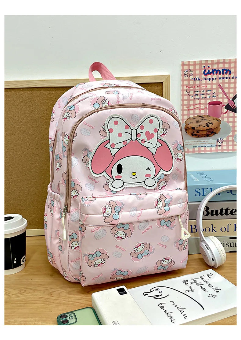 Sanrio Start Of School Season Backpack Anime Kuromi Cinnamoroll Student Bag Large Capacity Women Bag For Children Girls Gift ﻿