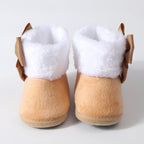 Toddler Baby Shoes Fall Winter Girls Boots Infant cotton Fuzzy First Walker Soft Sole Furry Bow Non-slip First Walker Shoes