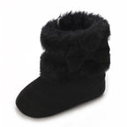 0-18M baby shoes Girls winter plush comfort snow boots cute bow cotton shoes baby soft soled non-slip toddler shoes