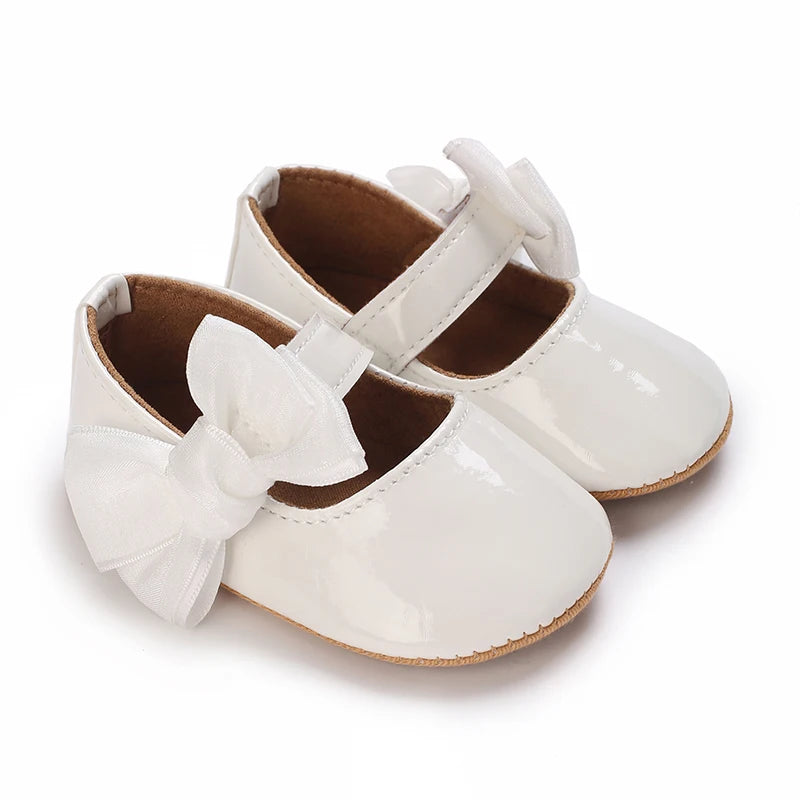 0-1 Year Old Baby Walking Shoes PU Leather Soft Sole Anti Slip Butterfly Bow Newborn Baby Shoes Breathable Anti Slip