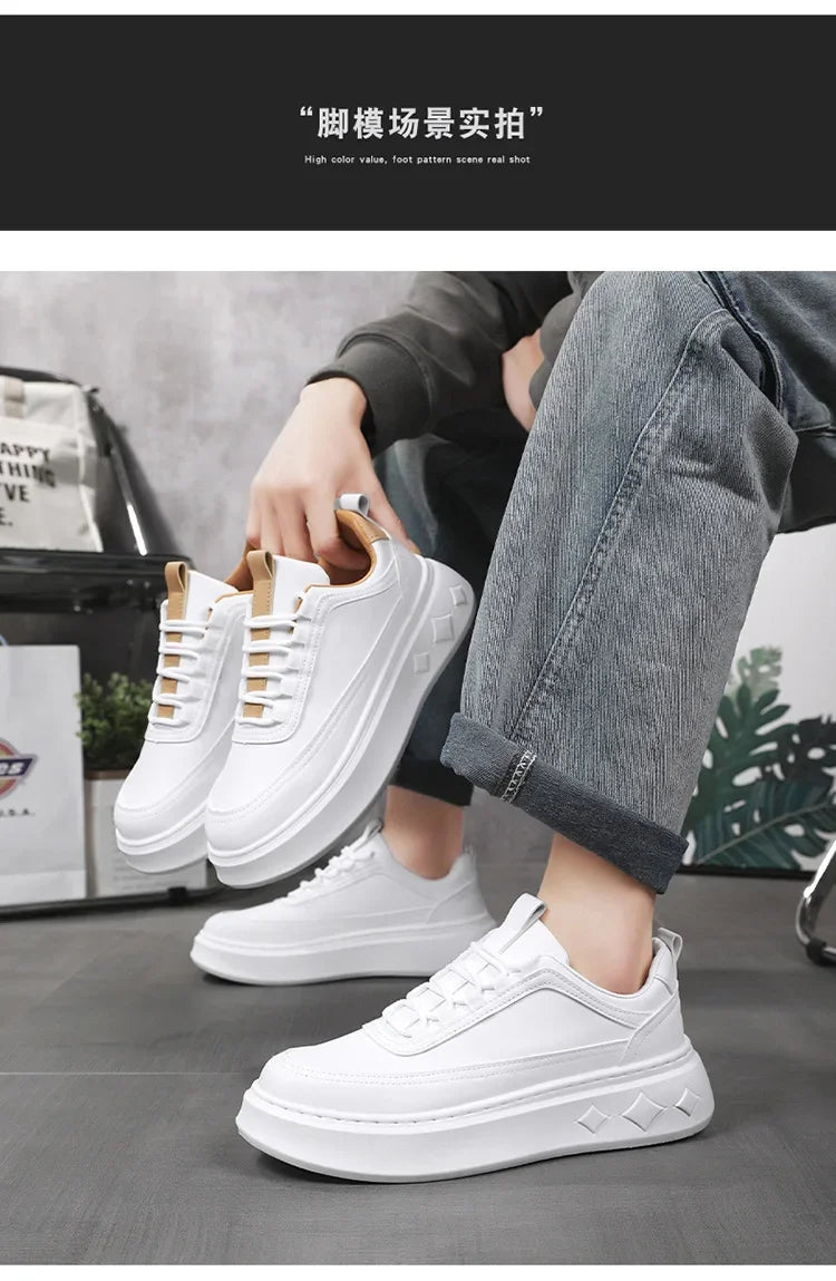 Summer Increase Height Men Shoes The New Breathable  Thick Sole Sneakers Casual  High Quality White Shoes