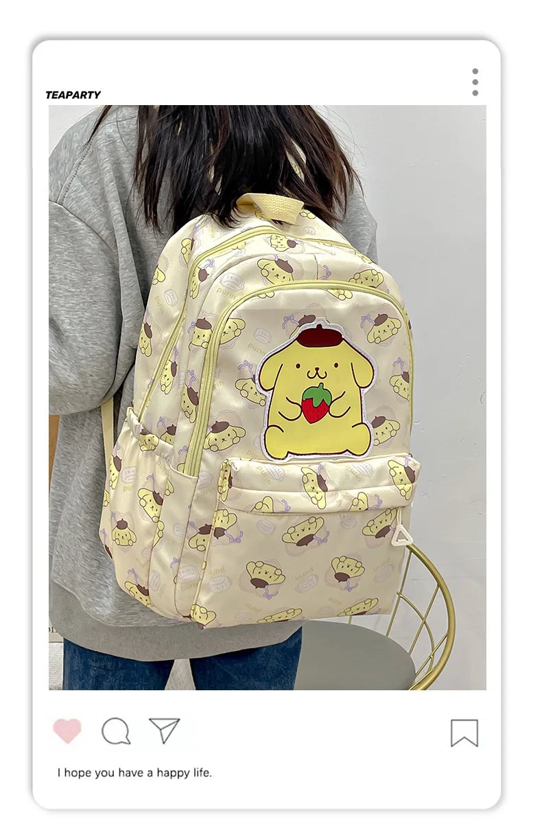 Sanrio Start Of School Season Backpack Anime Kuromi Cinnamoroll Student Bag Large Capacity Women Bag For Children Girls Gift ﻿