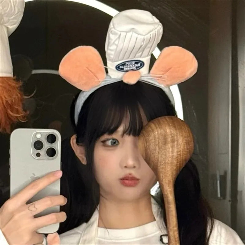 Kawaii Cartoon Hairband Ratatouilleing Cute Headband Ratatouille Hairpin Mouse Ears Headdress Girl Kids Party Gift Toys