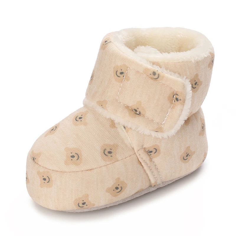 Cute Bear Baby Shoes Cartoon Soft Soled Snow Boots for Infant Boy Girl Autumn Winter Warm Thicken Plush Kids First Walkers 0-18M