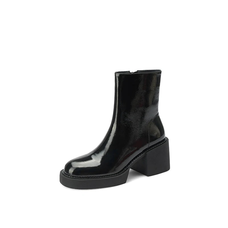 2021 New White Winter Women Shoes Genuine Leather Women Boots Platform Chunky Boots Women Solid Women Shoes High Heel Boots