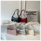 Small Cute Underarm Shoulder Bags for Women 2024 Trend Design Leather Handbags and Purses Y2K Silver Red Hand Bag Women Bag