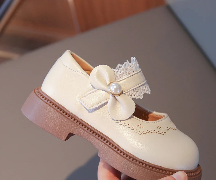 Girls Small Leather Shoes Size 23-36 Soft Bottom Leather Children's Single Shoes Beige Fashion Versatile Children's Baby Shoes