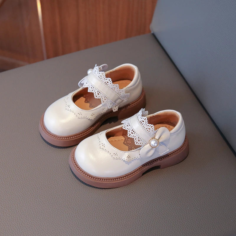 Girls Small Leather Shoes Size 23-36 Soft Bottom Leather Children's Single Shoes Beige Fashion Versatile Children's Baby Shoes