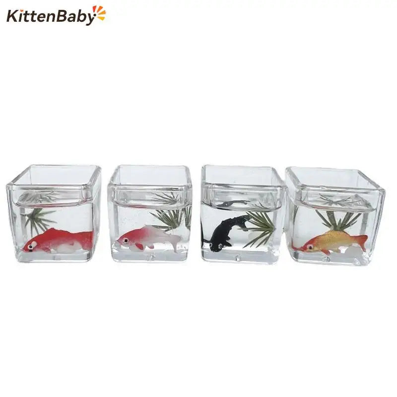 1:12 Miniature Model Mini Fish Tank Bowl Simulation Aquarium Scene Model For Home Desktop Ornament Dollhouse Toys Decoration