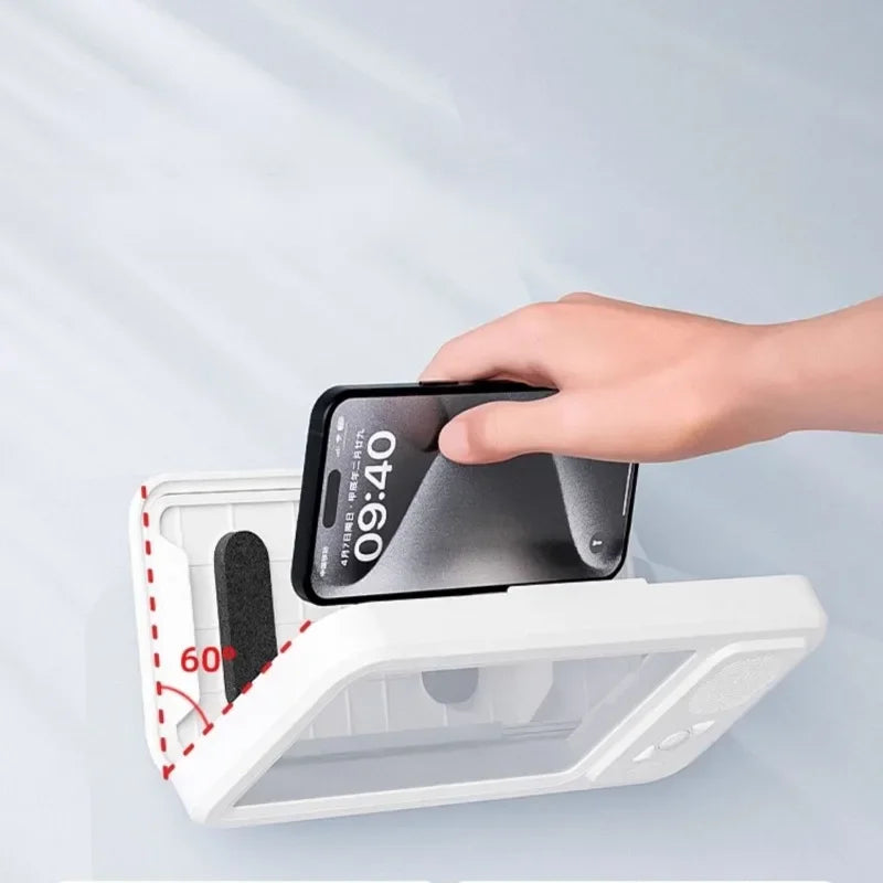 New Wall Mounted Waterproof Speaker Phone Stand for Bath Phone Holder with Seamless Touch Screen Bluetooth Music Shower System