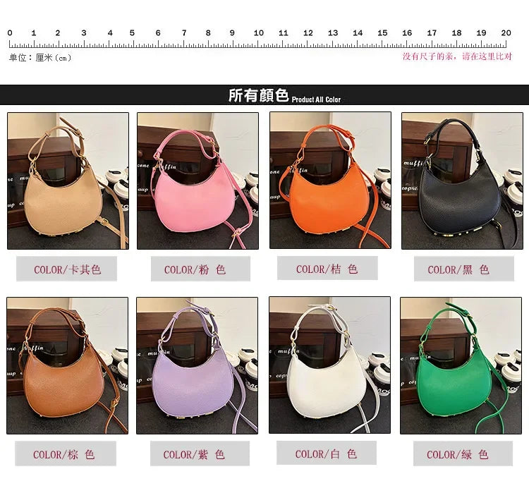 French handbag women bag semi-circular crescent single shoulder armpit bag fashionable commuting niche letter crossbody handbag