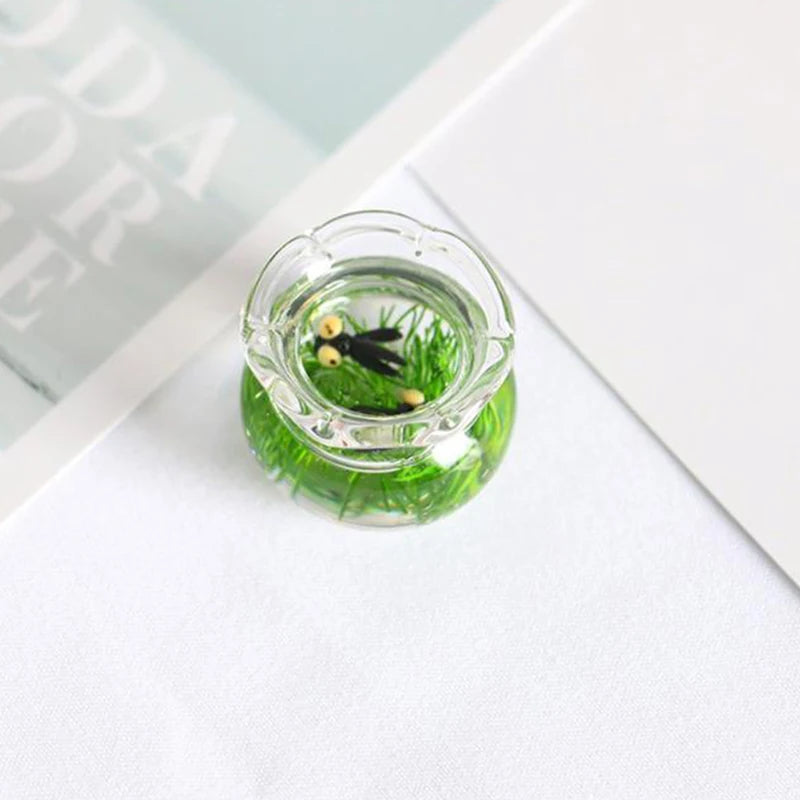 1:12 Miniature Model Mini Fish Tank Bowl Simulation Aquarium Scene Model For Home Desktop Ornament Dollhouse Toys Decoration