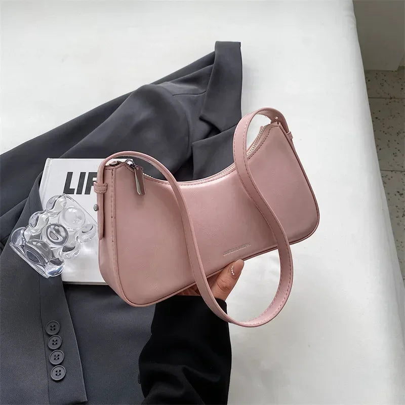 Small Cute Underarm Shoulder Bags for Women 2024 Trend Design Leather Handbags and Purses Y2K Silver Red Hand Bag Women Bag