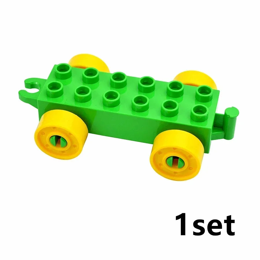 City View Large Building Bricks Wheel Bridge Big Size Track Bricks Train Straight Curved Switch Railway Compatible Duploes Toys