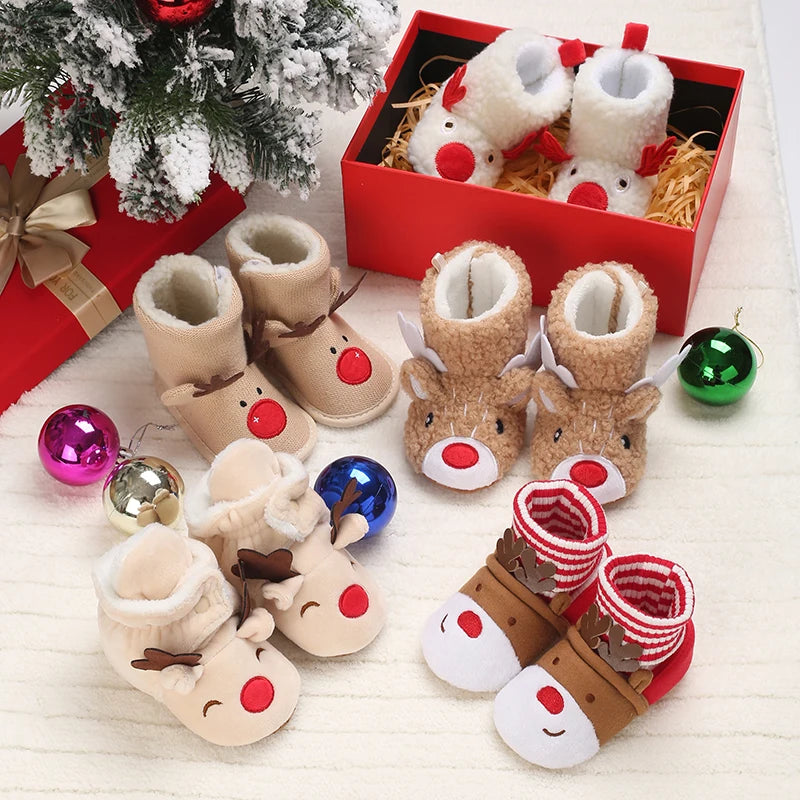 Winter Warm Baby Shoes Children's Shoes 0-1 Year Old Soft Soled Cotton Shoes Men's and Women's Baby Plush Shoes Snow Boots