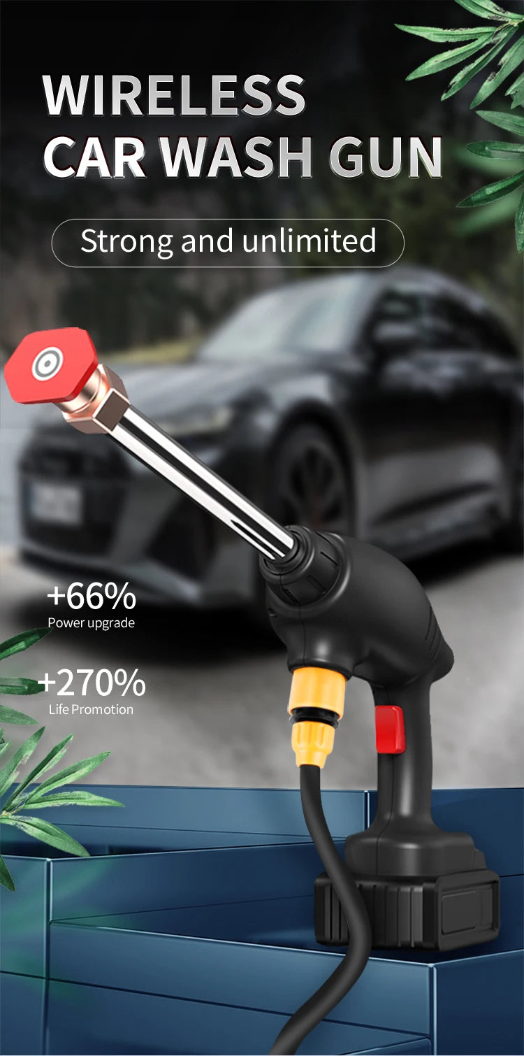 Car Wash Machine 24V Cordless Power High Pressure Wireless Water Spray Electric Portable Jet Water Gun Car Washer Gun Machine
