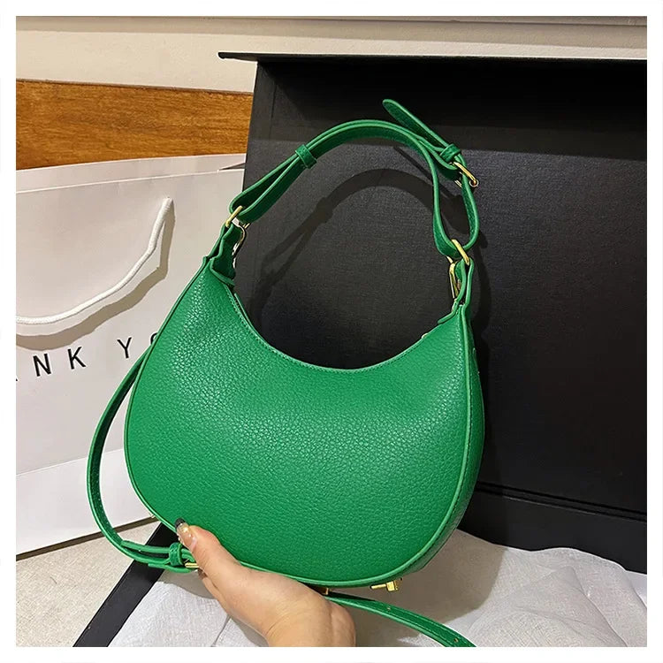 French handbag women bag semi-circular crescent single shoulder armpit bag fashionable commuting niche letter crossbody handbag