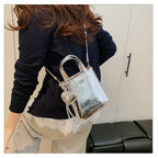 Korean Women Bag Silver Mini Small Square Bag Texture Vogue Versatile Shoulder Purses Crossbody Bag Lady Handbags
