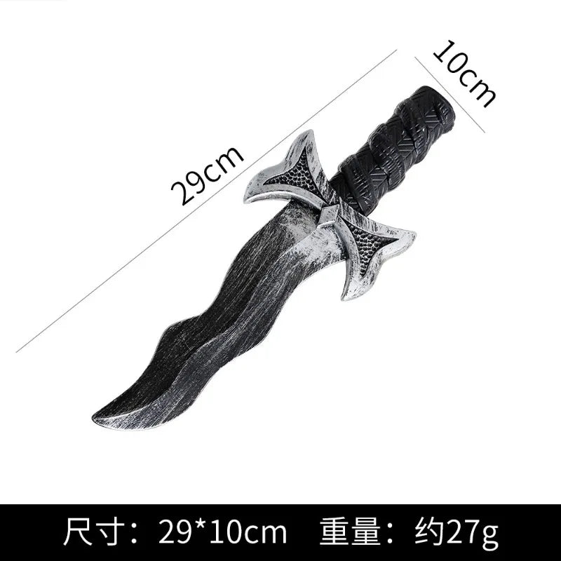 48.5cm/19.09in Plastics Fake Blood Knife Party Supplies Weapon Props Model Halloween Cosplay Funny Gift Collectible Outdoor Toys