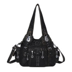 Angelkiss Women Bag Large Handbags Satchel Top-handle PU Shoulder Bag Vintage Dumpling Pack Multi-pockets Shoulder Bags Purse