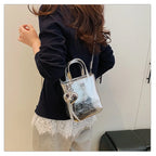 Korean Women Bag Silver Mini Small Square Bag Texture Vogue Versatile Shoulder Purses Crossbody Bag Lady Handbags