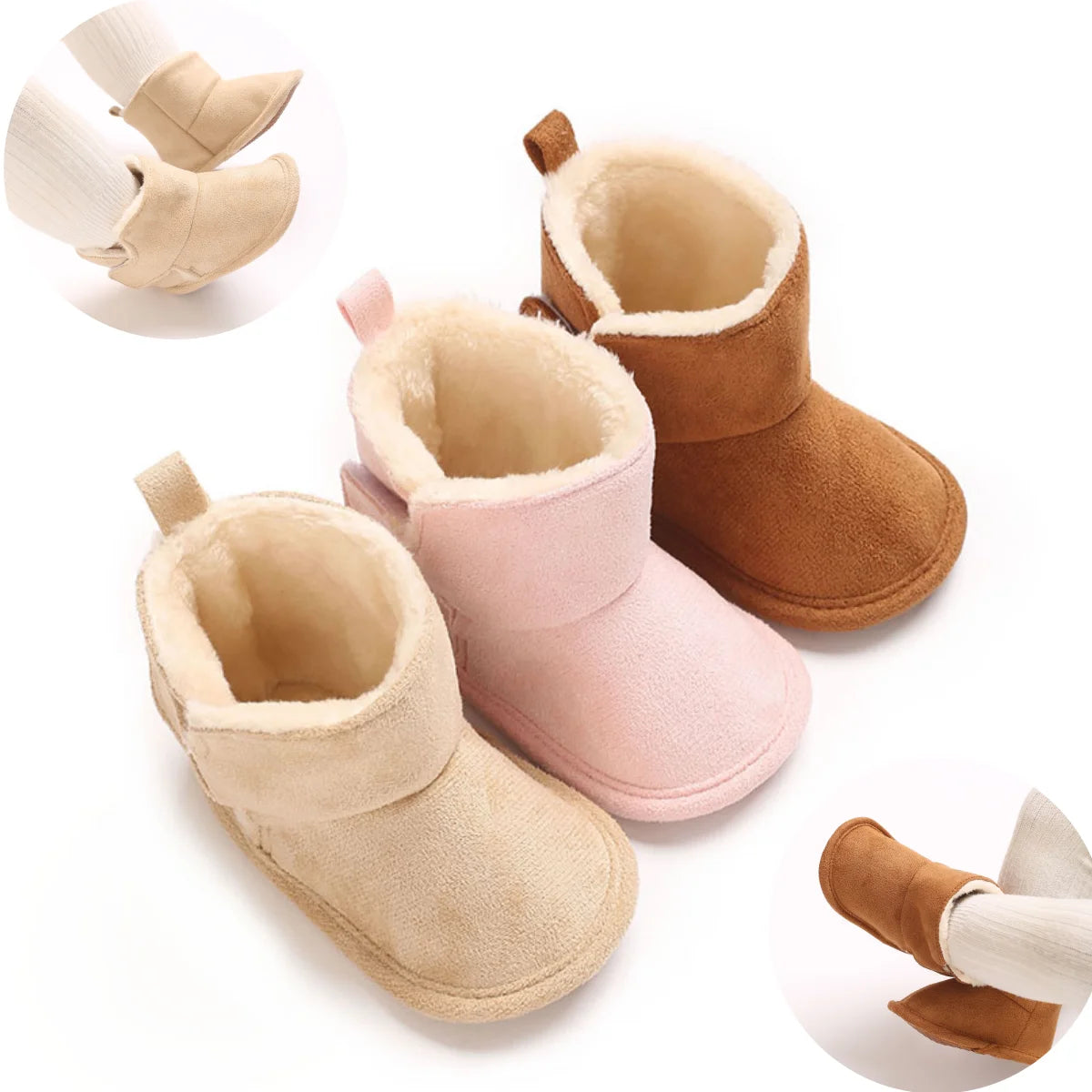 Plush Winter Baby Shoes Boy Girl Cotton Soft Sole Snow Booties Thick Winter Warm Newborn Toddler Boots Shoes Frist Walking Shoes
