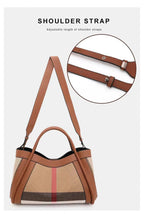 Small Size 30CM Elegant Women Bag Striped Canvas + Cowhide Top Handle Bag Women's Single Shoulder Crossbody Luxury Designer Bag