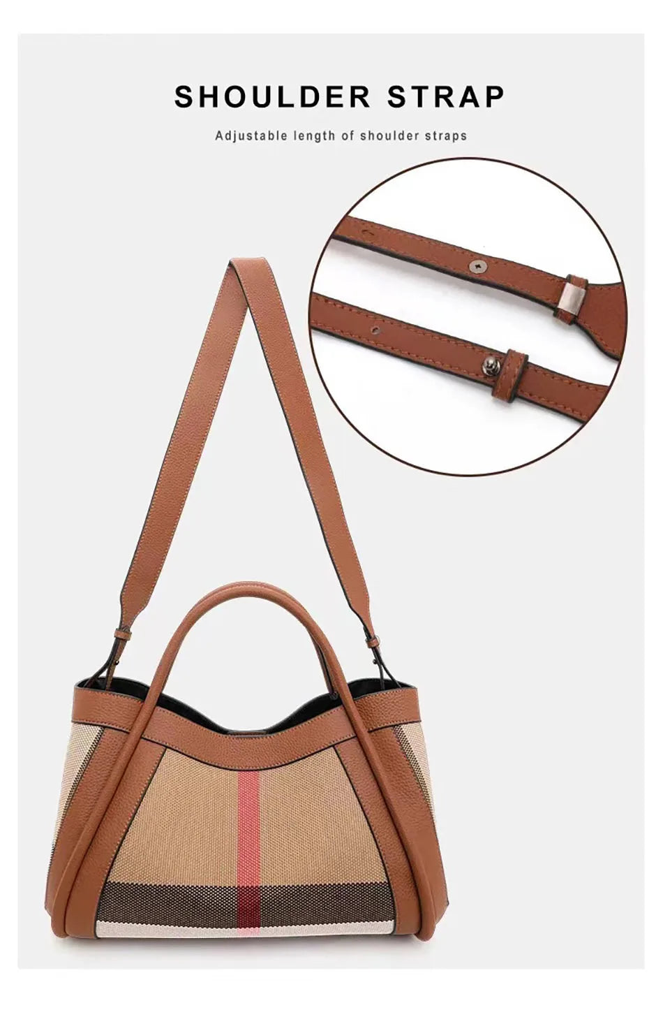 Small Size 30CM Elegant Women Bag Striped Canvas + Cowhide Top Handle Bag Women's Single Shoulder Crossbody Luxury Designer Bag