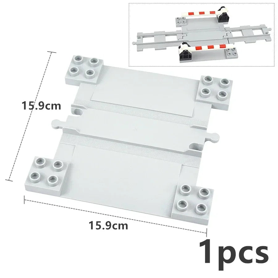 City View Large Building Bricks Wheel Bridge Big Size Track Bricks Train Straight Curved Switch Railway Compatible Duploes Toys