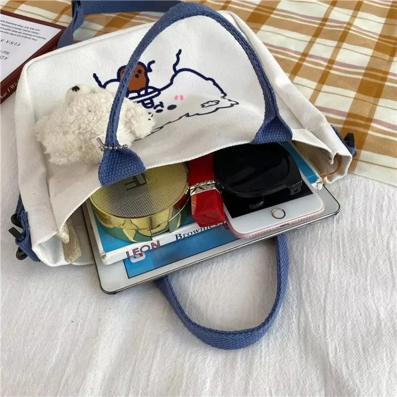 Cartoon Totoro Canvas Women Bag Boys Girl Simple Light Handbag Tote Bags Cute Cartoon Anime Crossbody Shoulder Packet Gift