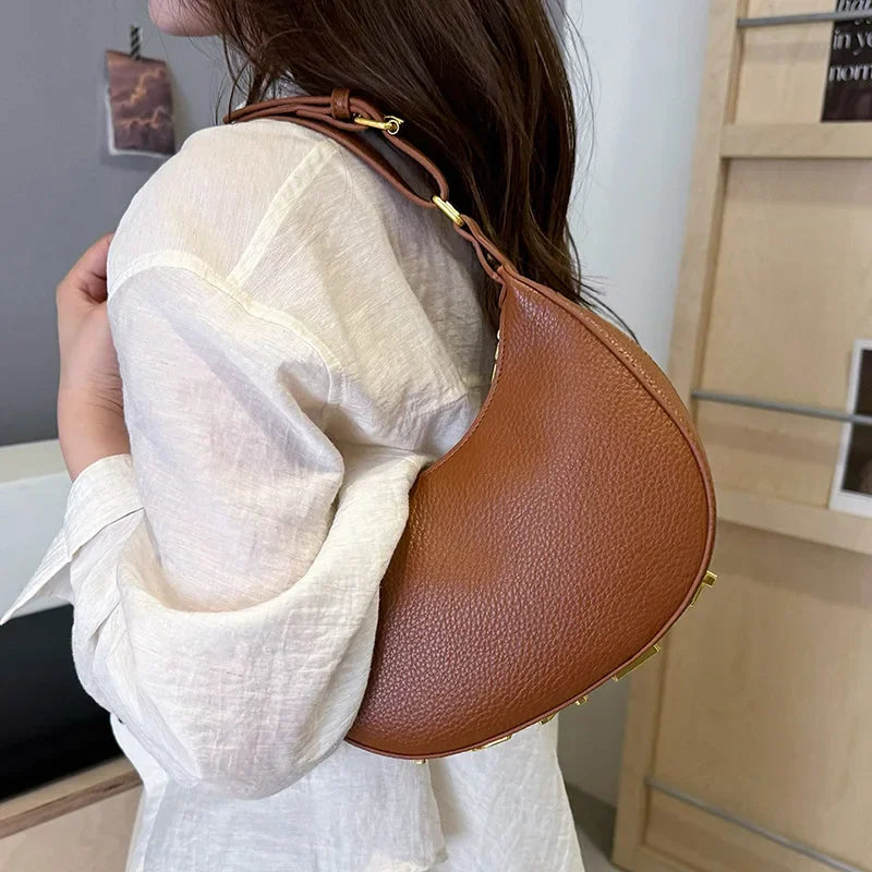 French handbag women bag semi-circular crescent single shoulder armpit bag fashionable commuting niche letter crossbody handbag