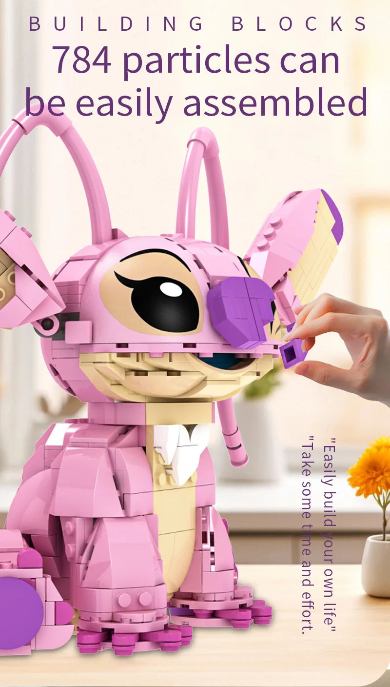 New Stitch Angel CP Building Blocks 2025 - Large Piece Cartoon Toys with Moving Ears Kids Assembly Gift for Boys Girls Birthday
