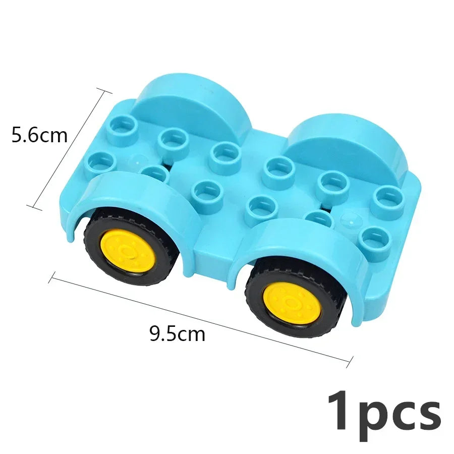 Big Size Track Bricks Train Straight Curved Switch Railway City View  Large Building Bricks Wheel Bridge Toys Compatible Duploes