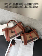 Small Size 30CM Elegant Women Bag Striped Canvas + Cowhide Top Handle Bag Women's Single Shoulder Crossbody Luxury Designer Bag