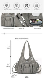 Angelkiss Women Bag Large Handbags Satchel Top-handle PU Shoulder Bag Vintage Dumpling Pack Multi-pockets Shoulder Bags Purse