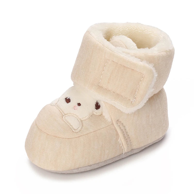Cute Bear Baby Shoes Cartoon Soft Soled Snow Boots for Infant Boy Girl Autumn Winter Warm Thicken Plush Kids First Walkers 0-18M
