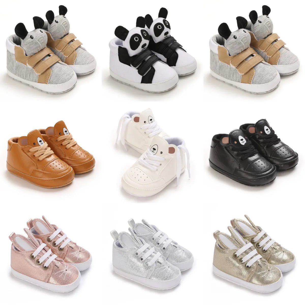 Classic baby shoes for boys and girls cute animal casual flat shoes the first baby cotton non slip and warm walking shoes ﻿