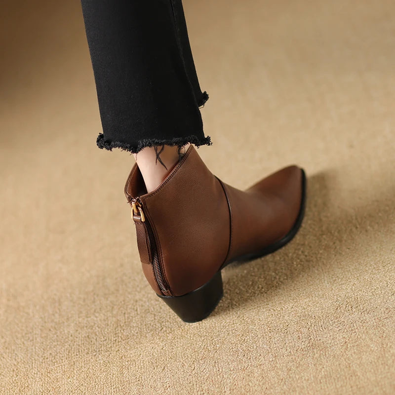 2024 New Autumn Winter Women Boots Fashion Pointed Toe Chelsea Boots for Women Ankle Boots Retro Ladies Women Shoes